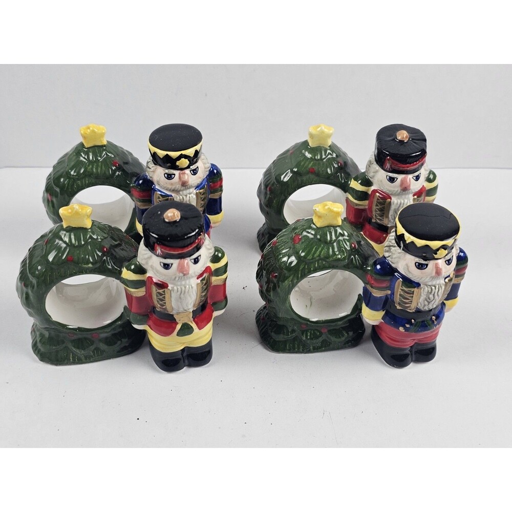 Block Spal Whimsy Christmas Holiday Nutcracker Napkin Rings Holders Set Of 4